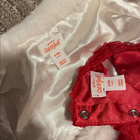Cat & Jack Red Dress with White Faux Fur Holiday Set - Picture 5 of 6